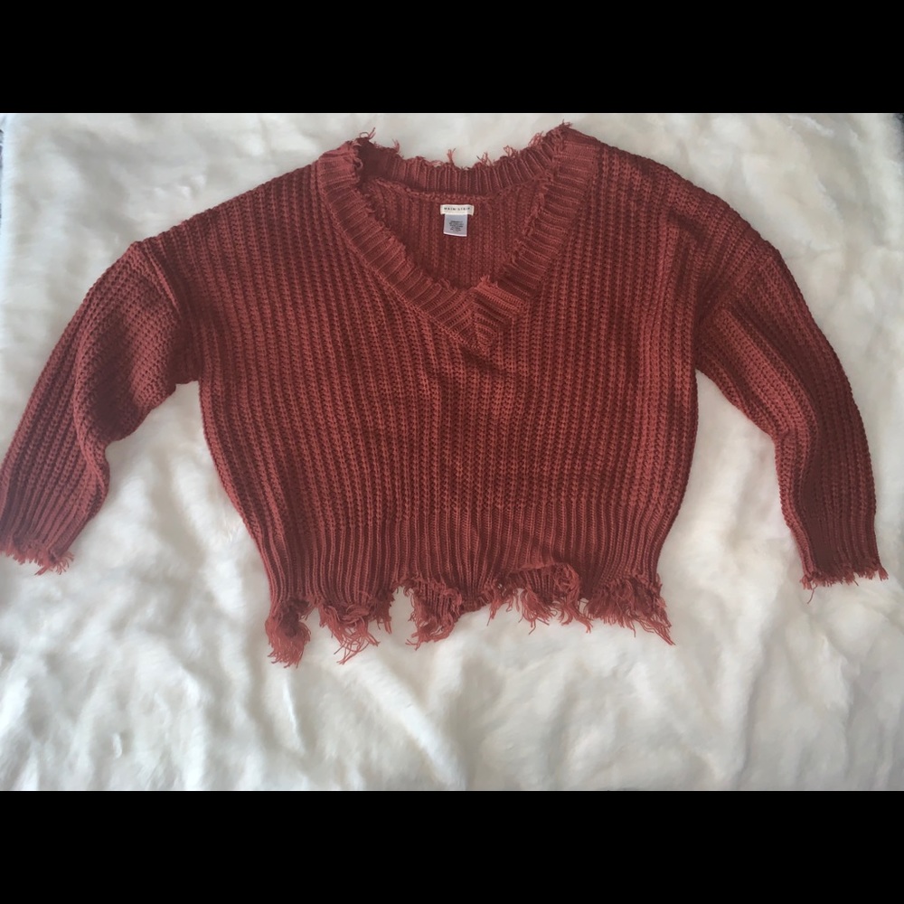 Main Strip Frayed Sweater